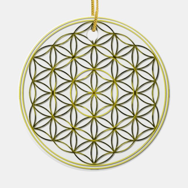 Blume des Lebens Blume des Lebens Silberes Gold Keramik Ornament (Vorne)