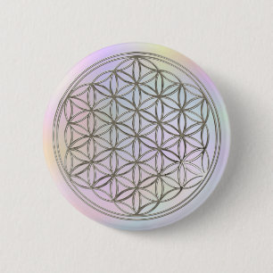 Blume des Lebens / Blume des Lebens   Silberpastel Button