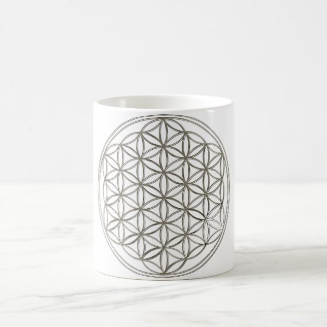 Blume des Lebens / Blume des Lebens | silbig Kaffeetasse (Mittel)