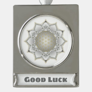 Blume des Lebens - Blüten Mandala 1 Banner-Ornament Silber