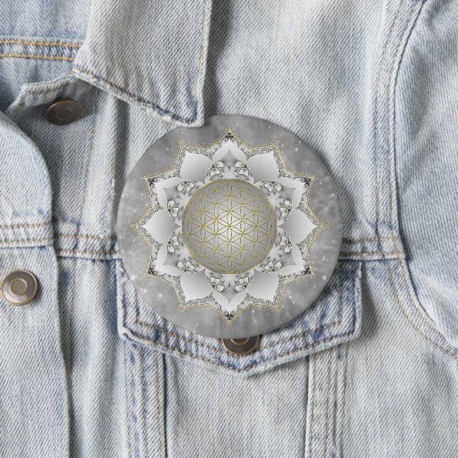 Blume des Lebens - Blüten Mandala 1 Button (Beispiel)