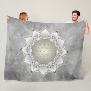 Blume des Lebens - Blüten Mandala 1 Fleecedecke