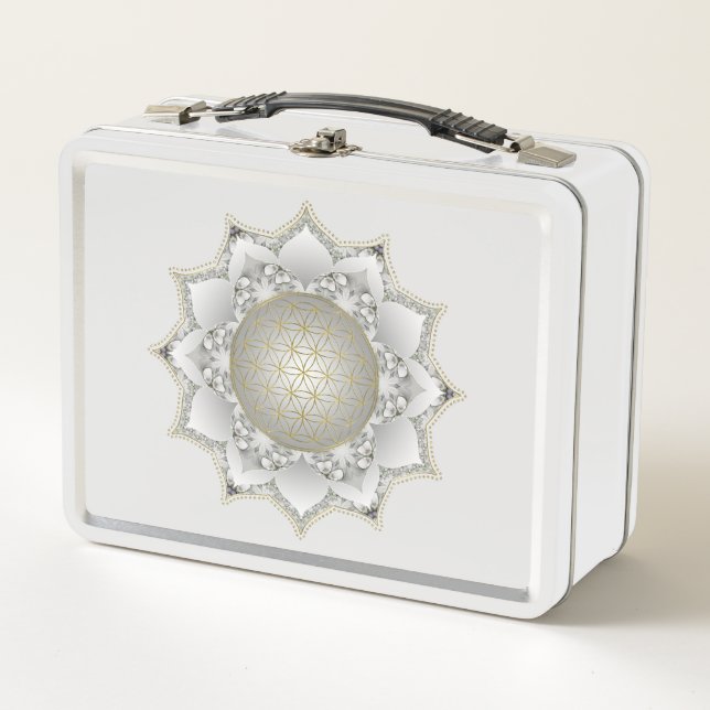 Blume des Lebens - Blüten Mandala 1 Metall Brotdose (Vorderseite)