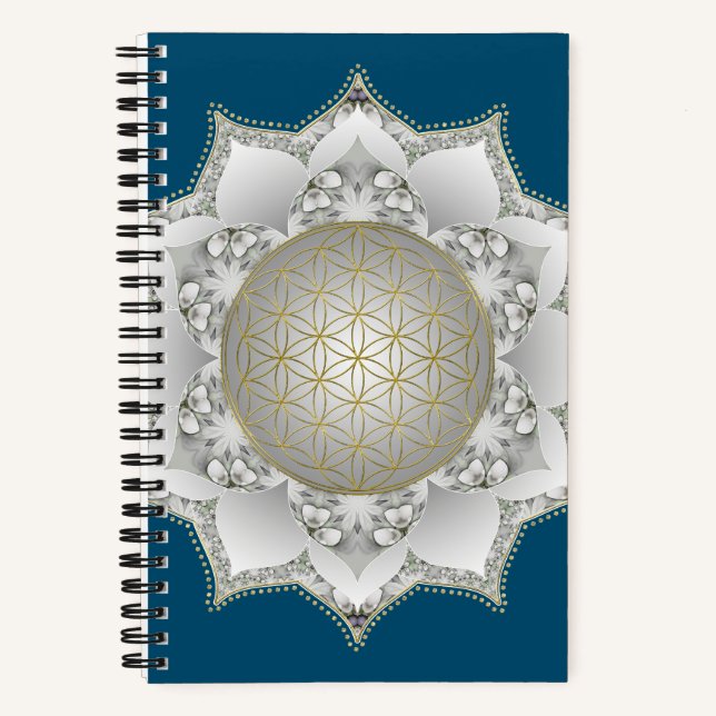 Blume des Lebens - Blüten Mandala 1 Notizbuch (Vorderseite)
