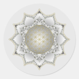 Blume des Lebens - Blüten Mandala 1 Runder Aufkleber