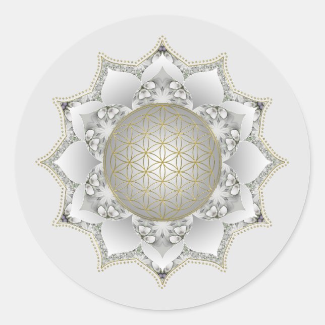 Blume des Lebens - Blüten Mandala 1 Runder Aufkleber (Vorderseite)