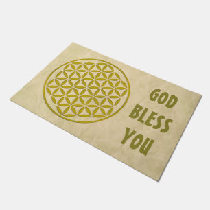 Blume des Lebens - Briefmarke Gold + Ihr Rückgrat. Fußmatte