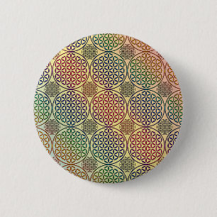 Blume des Lebens - Briefmarke Grunge Muster 1 Button