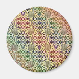 Blume des Lebens - Briefmarke Grunge Muster 1 Magnet