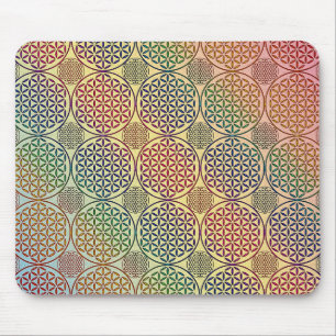 Blume des Lebens - Briefmarke Grunge Muster 1 Mousepad
