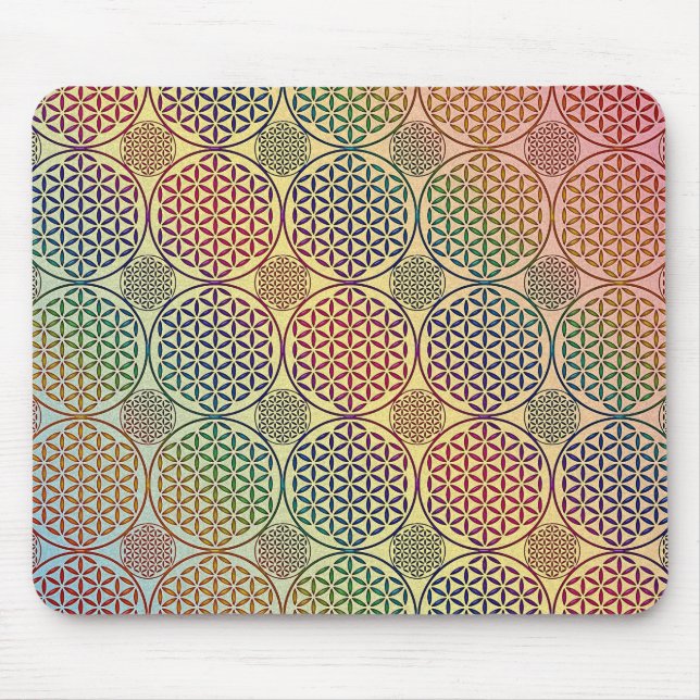Blume des Lebens - Briefmarke Grunge Muster 1 Mousepad (Vorne)