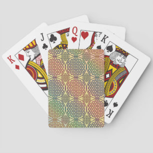 Blume des Lebens - Briefmarke Grunge Muster 1 Spielkarten