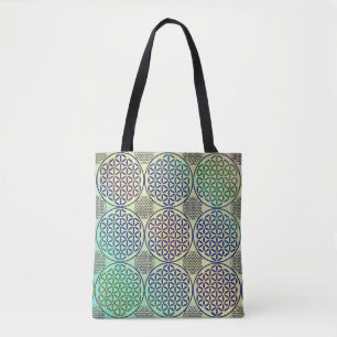 Blume des Lebens - Briefmarke Grunge Muster 2 Tasche