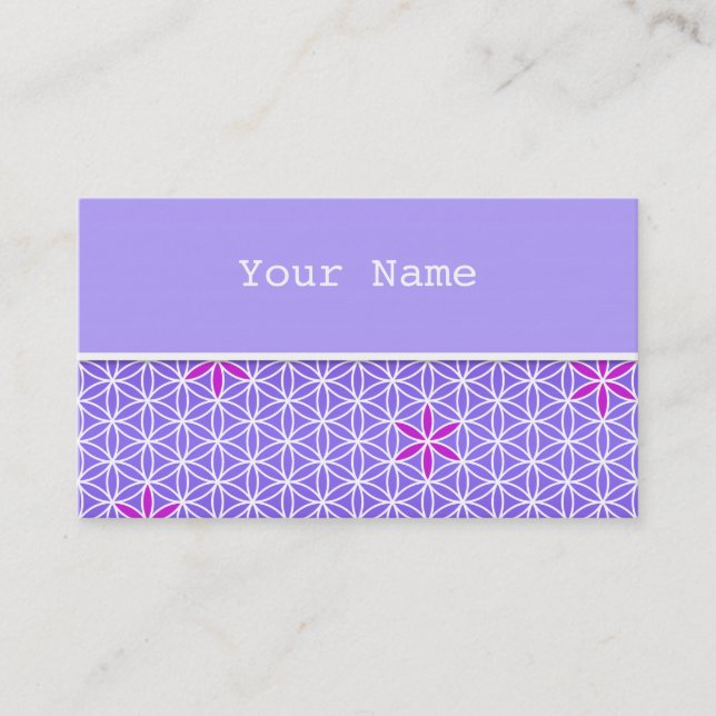 Blume des Lebens - Briefmarke nahtlos - violett Visitenkarte (Vorderseite)