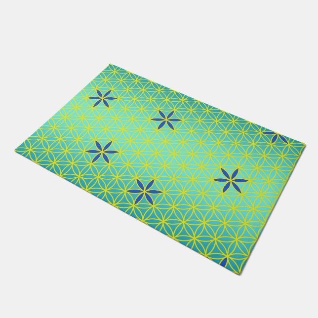 Blume des Lebens - Briefmarke - nahtloses Muster - Fußmatte (Schrägansicht)