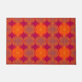 Blume des Lebens - Briefmarkenmuster - orange Rosa Fußmatte