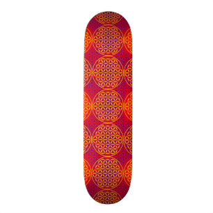 Blume des Lebens - Briefmarkenmuster - orange Rosa Skateboard