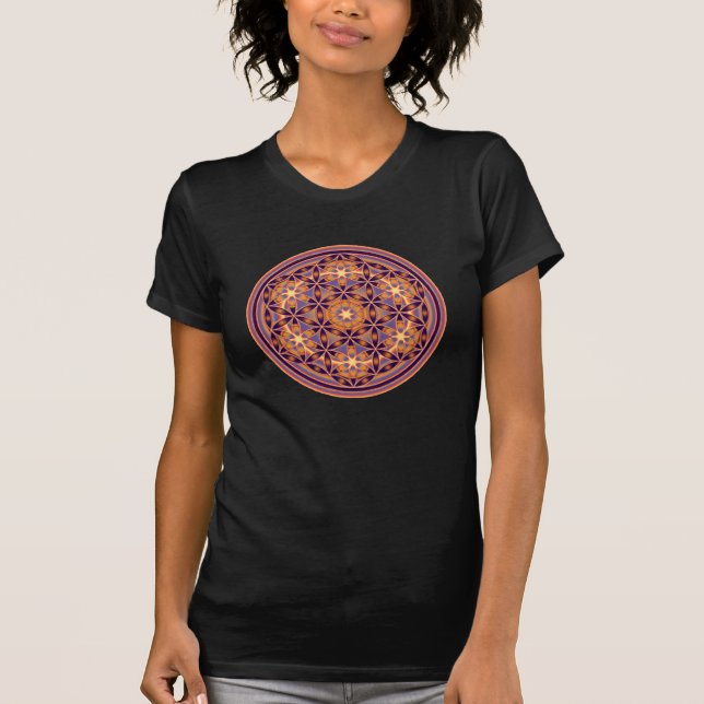 Blume des Lebens - Button Style 02 T-Shirt (Vorderseite)
