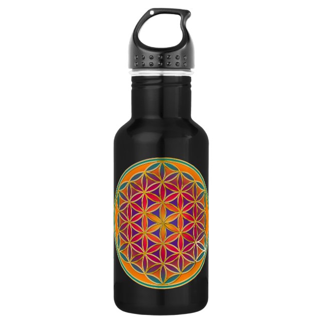 Blume des Lebens - Button Style 03 Trinkflasche (Vorderseite)