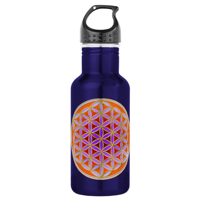 Blume des Lebens - Button Style 04 Trinkflasche (Vorderseite)