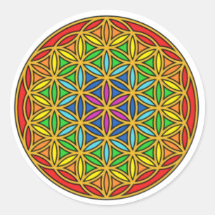 Blume des Lebens Chakra1 Runder Aufkleber