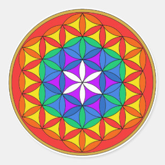 Blume des Lebens Chakra3.png Runder Aufkleber