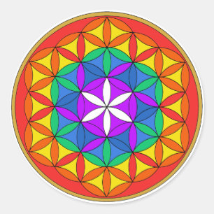 Blume des Lebens Chakra4.png Runder Aufkleber