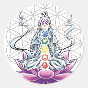 Blume des Lebens, Chakra, Göttin Runder Aufkleber