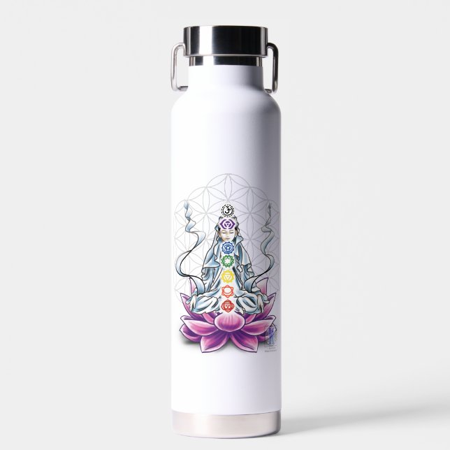 Blume des Lebens, Chakra, Göttin trinken Wasserfla Trinkflasche (Vorne)