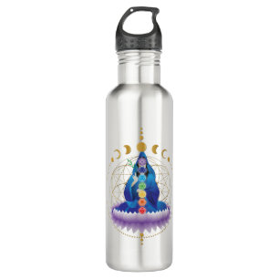 Blume des Lebens, Chakra, Göttin v2 Wasserflasche Edelstahlflasche