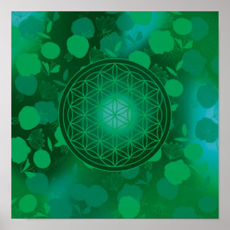 Blume des Lebens, Chakra, Zen, sakraler geometrisc Poster
