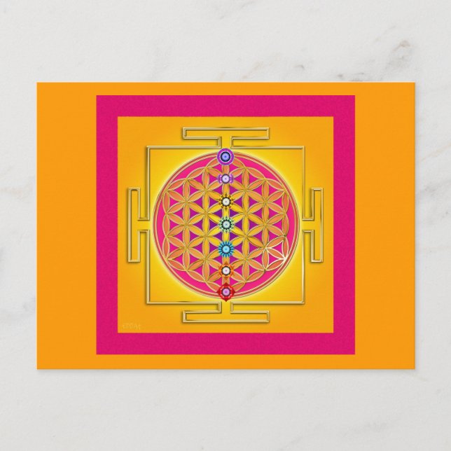 BLUME DES LEBENS - Chakras Yantra Postkarte (Vorderseite)