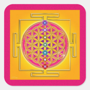 BLUME DES LEBENS - Chakras Yantra Quadratischer Aufkleber