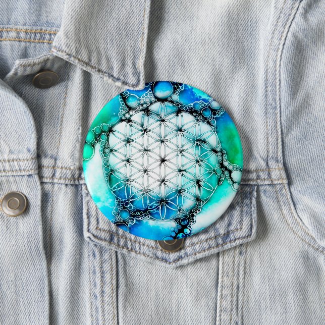 Blume des Lebens - farbenfroh 2 Button (Beispiel)