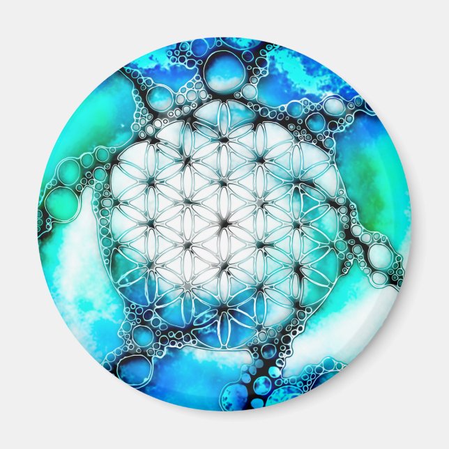 Blume des Lebens - farbenfroh 2 Magnet (Vorne)