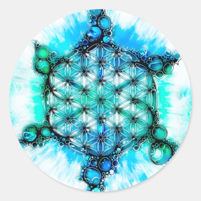 Blume des Lebens - farbenfroh 3 Runder Aufkleber (Vorderseite)