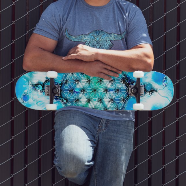 Blume des Lebens - farbenfroh 3 Skateboard (Außenbereich 3)