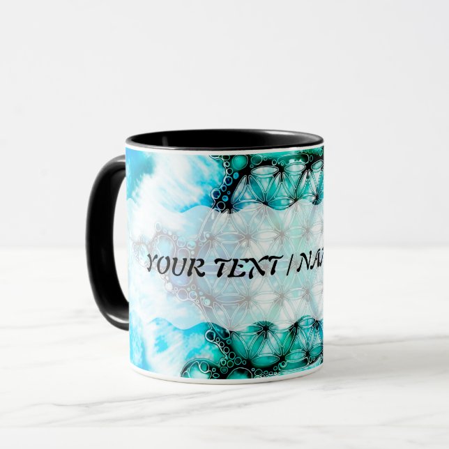 Blume des Lebens - farbenfroh 3 Tasse (Vorderseite Links)