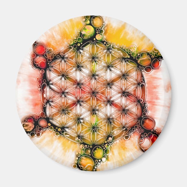 Blume des Lebens - farbenfroh 4 Magnet (Vorne)