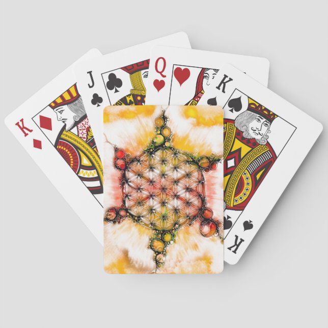 Blume des Lebens - farbenfroh 4 Spielkarten (Rückseite)
