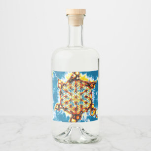 Blume des Lebens - farbenfroh 5 Alkoholflaschenetikett