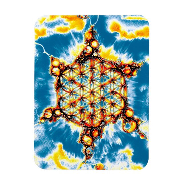 Blume des Lebens - farbenfroh 5 Magnet (Vertikal)