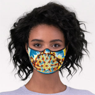 Blume des Lebens - farbenfroh 5 Premium Mund-Nasen-Maske