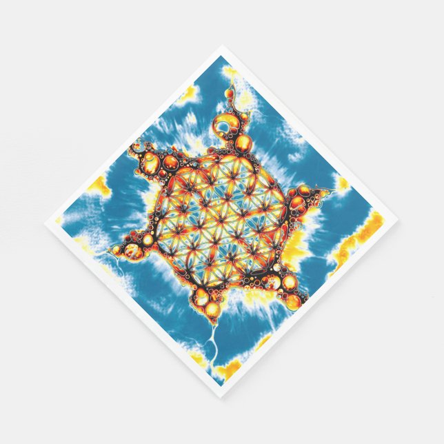Blume des Lebens - farbenfroh 5 Serviette (Ecke)