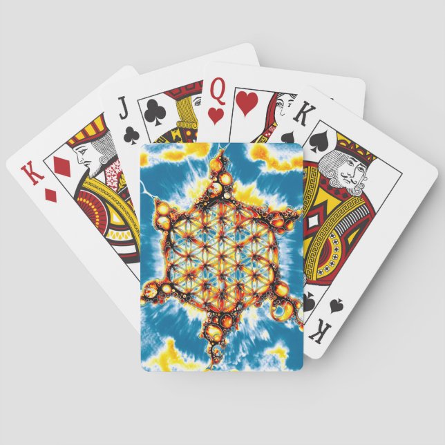 Blume des Lebens - farbenfroh 5 Spielkarten (Rückseite)