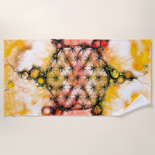 Blume des Lebens - Farbige Wege 4 Strandtuch