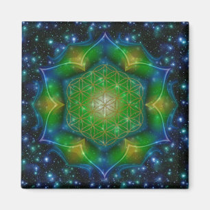 BLUME DES LEBENS/Flower of Life Mandala V Quadrat Magnet