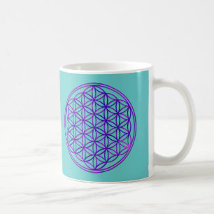 Blume des Lebens / Flower Of Life pink blue 2x Kaffeetasse