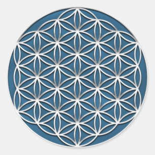Blume des Lebens - Flower of life - Silber Runder Aufkleber
