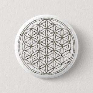 Blume des Lebens / Flower Of Life silver big Button